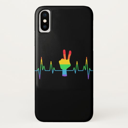 Peace Gay Heartbeat LGBT Case-Mate iPhone Hülle (Rückseite)