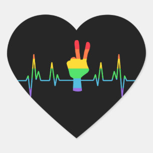 Peace Gay Heartbeat LGBT Herz-Aufkleber
