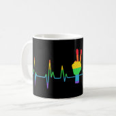 Peace Gay Heartbeat LGBT Kaffeetasse (Vorderseite Links)