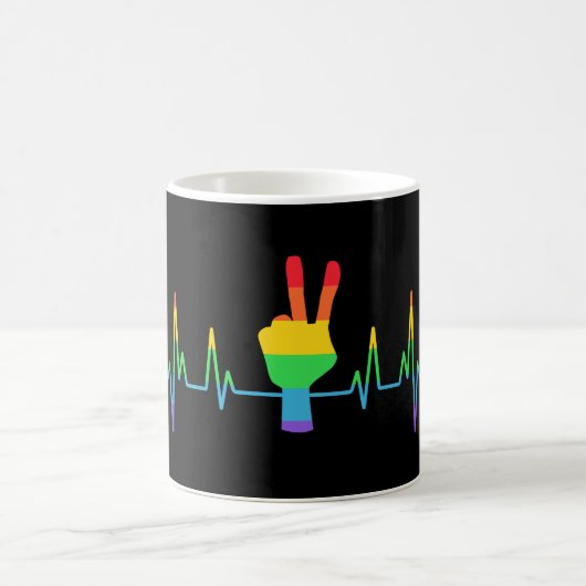 Peace Gay Heartbeat LGBT Kaffeetasse (Mittel)