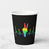 Peace Gay Heartbeat LGBT Pappbecher (Rückseite)