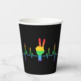 Peace Gay Heartbeat LGBT Pappbecher