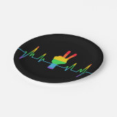 Peace Gay Heartbeat LGBT Pappteller (Schrägansicht)
