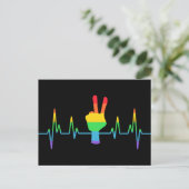 Peace Gay Heartbeat LGBT Postkarte (Stehend Vorderseite)