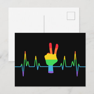 Peace Gay Heartbeat LGBT Postkarte