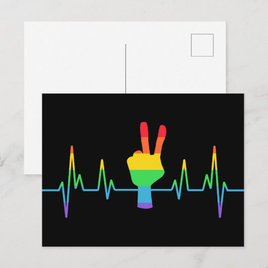 Peace Gay Heartbeat LGBT Postkarte (Vorne/Hinten)