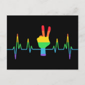 Peace Gay Heartbeat LGBT Postkarte (Vorderseite)