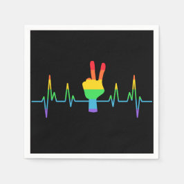 Peace Gay Heartbeat LGBT Serviette