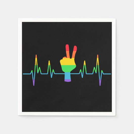 Peace Gay Heartbeat LGBT Serviette (Vorderseite)