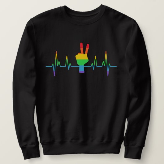Peace Gay Heartbeat LGBT Sweatshirt (Design vorne)