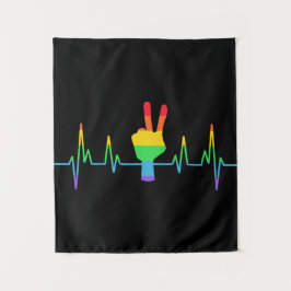 Peace Gay Heartbeat LGBT Wandteppich
