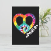 Peace Gefärbte Krawatte Vintag Heart Hippie Retro  Einladung (Stehend Vorderseite)