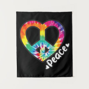 Peace Gefärbte Krawatte Vintag Heart Hippie Retro Wandteppich