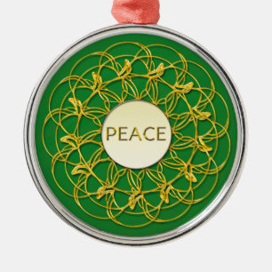 PEACE geschrieben in geometrischem Gold-Design von Ornament Aus Metall
