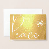 Peace Gold Foil Simple Modern Foto Weihnachtskarte Folienkarte (Vorderseite mit Umschlag)