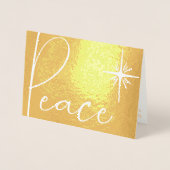 Peace Gold Foil Simple Modern Foto Weihnachtskarte Folienkarte (Vorderseite)