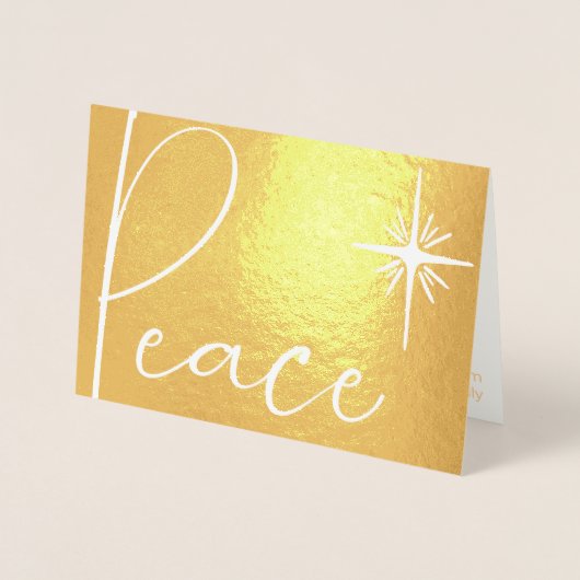 Peace Gold Foil Simple Modern Foto Weihnachtskarte Folienkarte (Vorderseite)