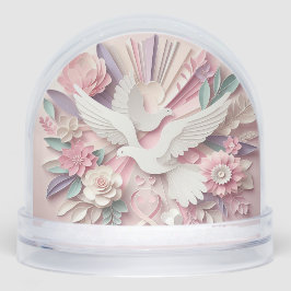Peace & Grace – Dove and Cross Papercut Pastel Art Schneekugeln