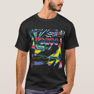 "Peace" Graphic with Yellow Red Pink Blue Design T T-Shirt