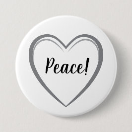 Peace Gray Heart Simple Logo Graphic White Button