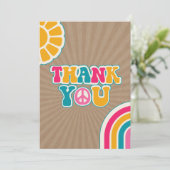 Peace Groovy Hot Pink Brown Babydusche Hippie Dankeskarte (Stehend Vorderseite)