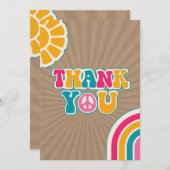 Peace Groovy Hot Pink Brown Babydusche Hippie Dankeskarte (Vorne/Hinten)