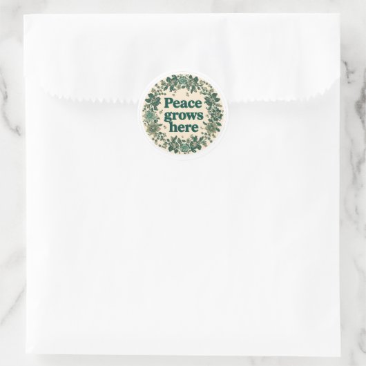 Peace Grows Here Retro Floral Sticker (Tasche)