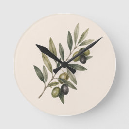 Peace Grows Here | Vintage Olive Branch Botanical  Runde Wanduhr
