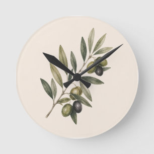 Peace Grows Here Vintage Olive Branch Botanical Runde Wanduhr