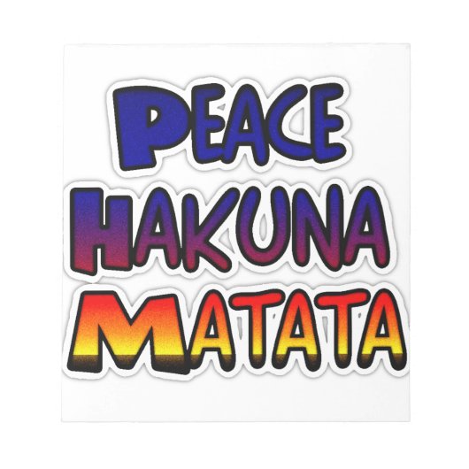 Peace Hakuna Matata Gradient Art Notizblock (Vorderseite)
