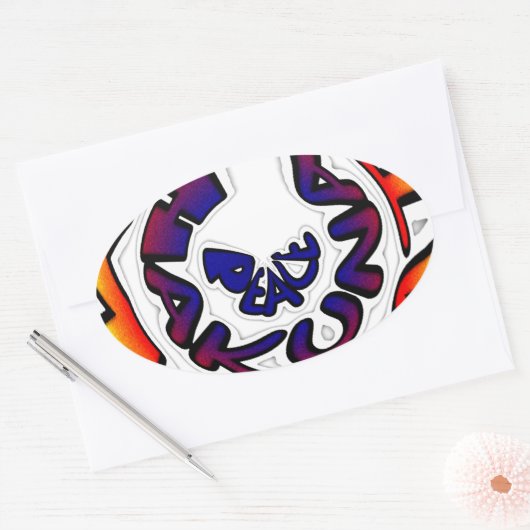 "Peace Hakuna Matata" Rundschreiben Ovaler Aufkleber (Umschlag)