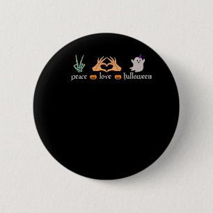 Peace Halloween Peace Sign Skeleton Hexe's Hands Button