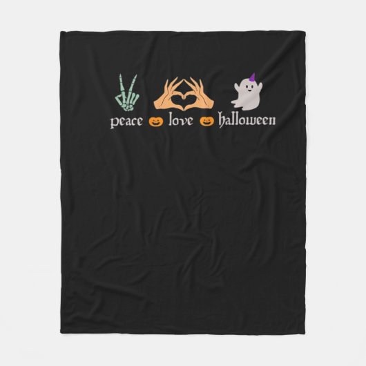 Peace Halloween Peace Sign Skeleton Hexe's Hands Fleecedecke (Vorderseite)