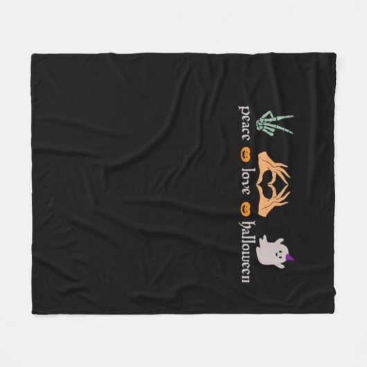 Peace Halloween Peace Sign Skeleton Hexe's Hands Fleecedecke (Vorderseite (Horizontal))