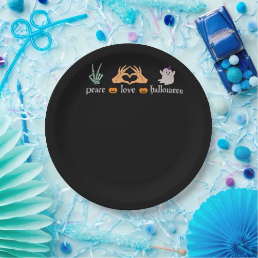 Peace Halloween Peace Sign Skeleton Hexe's Hands Pappteller (Party)
