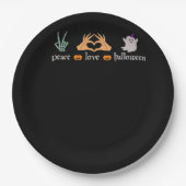 Peace Halloween Peace Sign Skeleton Hexe's Hands Pappteller (Vorderseite)