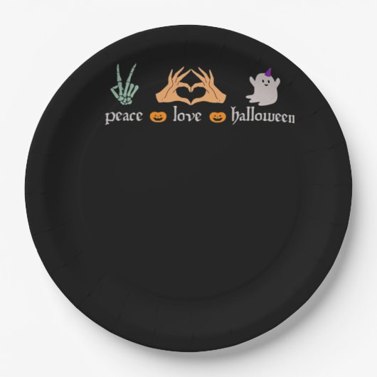 Peace Halloween Peace Sign Skeleton Hexe's Hands Pappteller (Vorderseite)