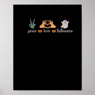 Peace Halloween Peace Sign Skeleton Hexe's Hands Poster
