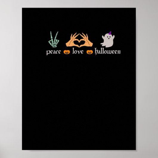 Peace Halloween Peace Sign Skeleton Hexe's Hands Poster (Vorne)