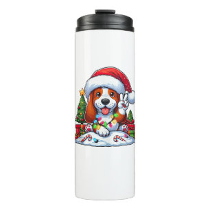 Peace Hand Basset Weihnachtsleuchten Hunde Frauen Thermosbecher