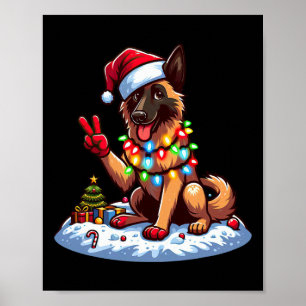 Peace Hand Belgische Malinois Weihnachtsbeleuchtun Poster