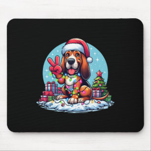 Peace Hand Bloodhound Weihnachtslicht Hunde Frauen Mousepad