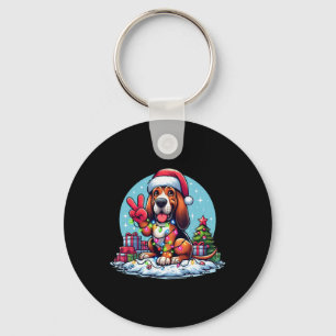 Peace Hand Bloodhound Weihnachtslicht Hunde Frauen Schlüsselanhänger