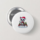Peace Hand Boston Terrier Christmas Lights Womens Button (Vorne & Hinten)