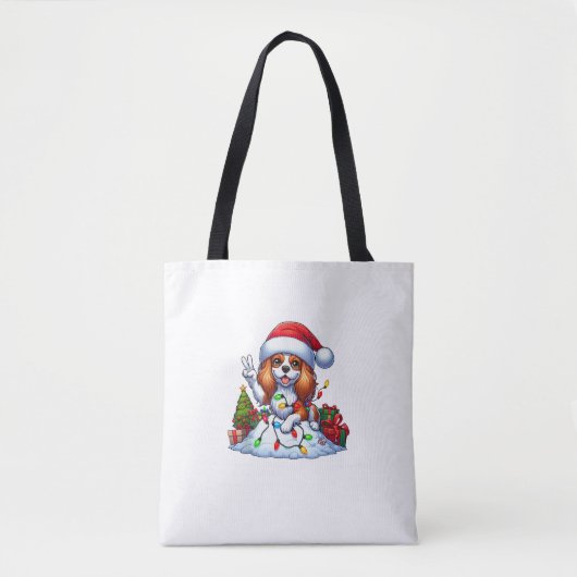 Peace Hand Cavalier King Charles Spaniel Weihnacht Tasche (Vorderseite)