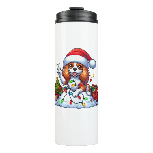 Peace Hand Cavalier King Charles Spaniel Weihnacht Thermosbecher (Vorderseite)