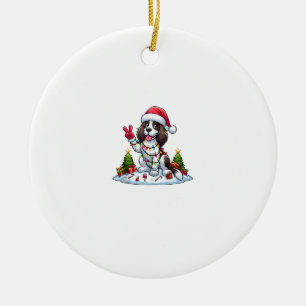 Peace Hand English Springer Spaniel Weihnachtshund Keramik Ornament