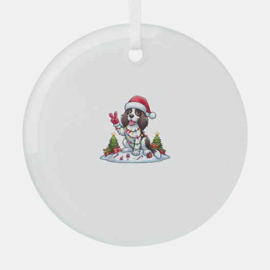 Peace Hand English Springer Spaniel Weihnachtshund Ornament Aus Glas (Vorderseite)
