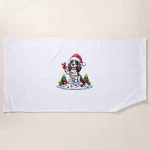Peace Hand English Springer Spaniel Weihnachtshund Strandtuch