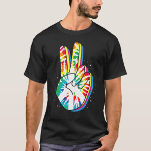 Peace Hand Gefärbte Krawatte Finger Freedom Hippie T-Shirt